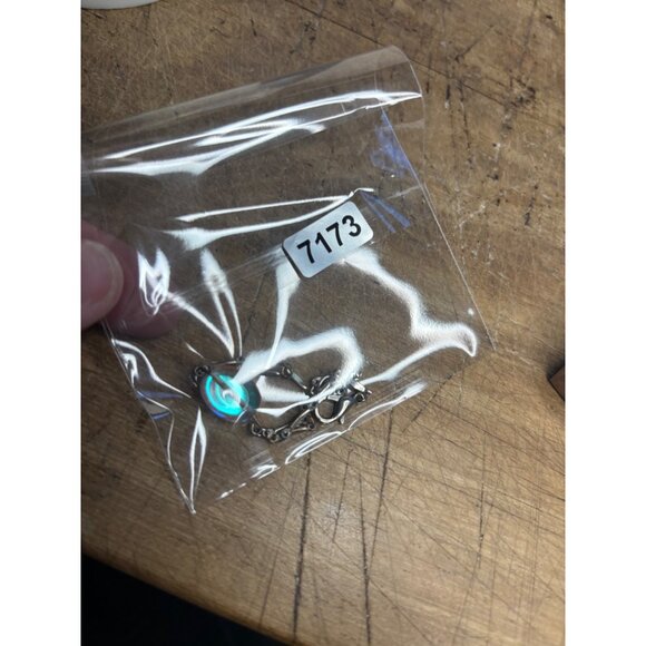 Iridescent Beaded Sterling Silver Bracelet With Oval Glass Accent & Lobster Clas - Picture 5 of 8